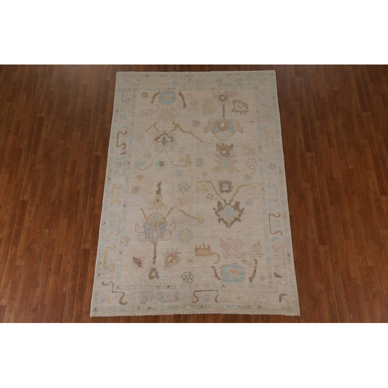 One-of-a-Kind 6'0'' x 8'10'' New Age Rectangle Wool Area Rug in Beige and Ivory