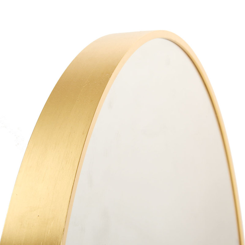 Miroir rond trempé pour salle de bain, 32 po x 32 po, Or, Métal