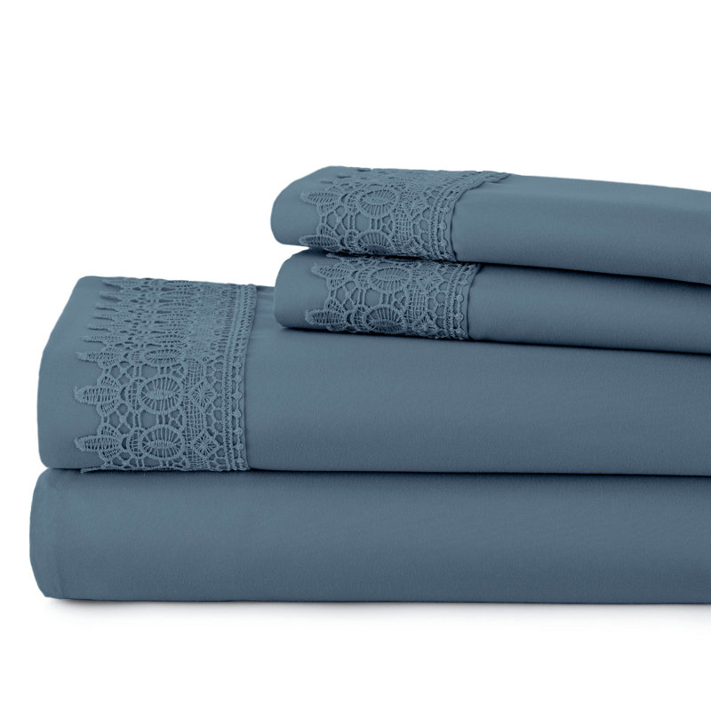 Ensemble de draps en microfibre Jaquil, Double, Bleu couronne