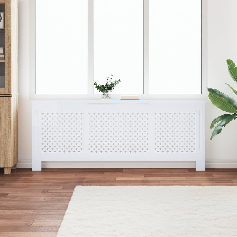 Radiator Cover Radiator Guard for Home Office Heater Cover White MDF 80.7" x 8.1" x 32.1", White