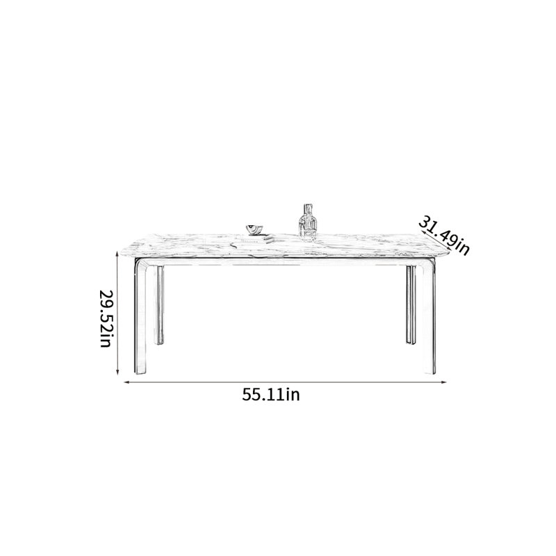 Wietske Metal Base Dining Table, 29.52"H x 55.11"L x 31.49"W