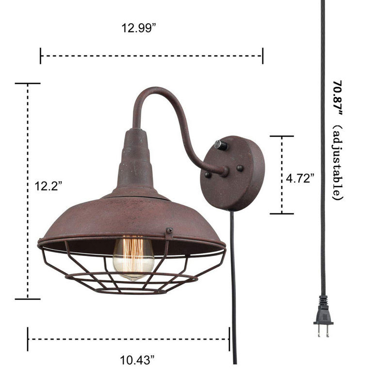 Butcher Iron Plug-in Armed Sconce, Stained