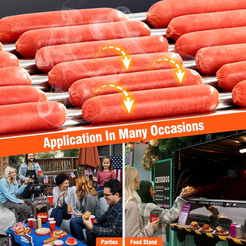 7 Rollers 18 Hot Dogs Capacity 1350W Stainless Sausage Grill Cooker Machine