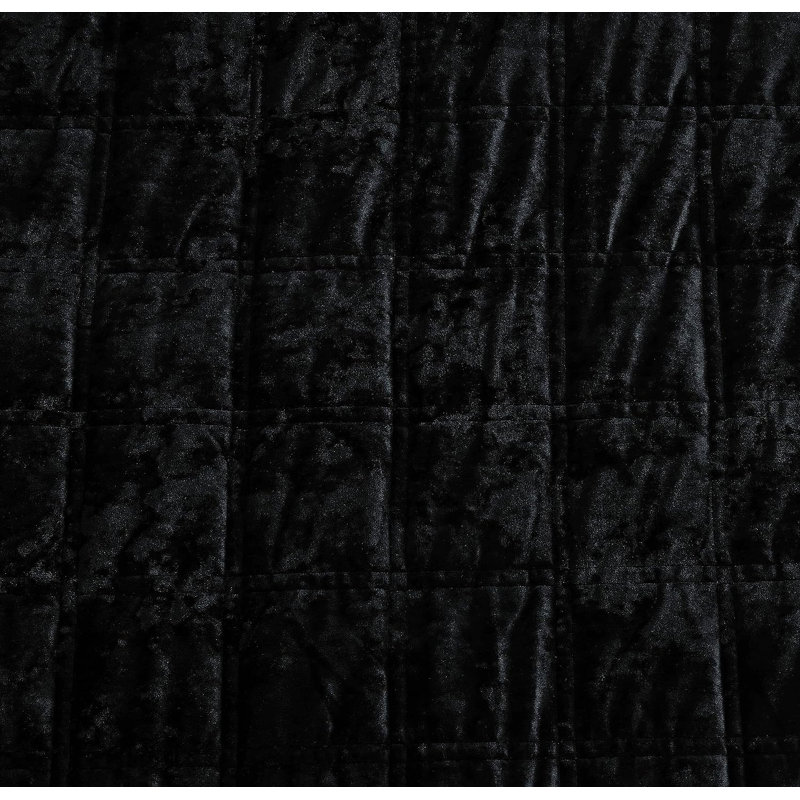 Velvet Quilt, King Quilt + 2 King Shams, Black