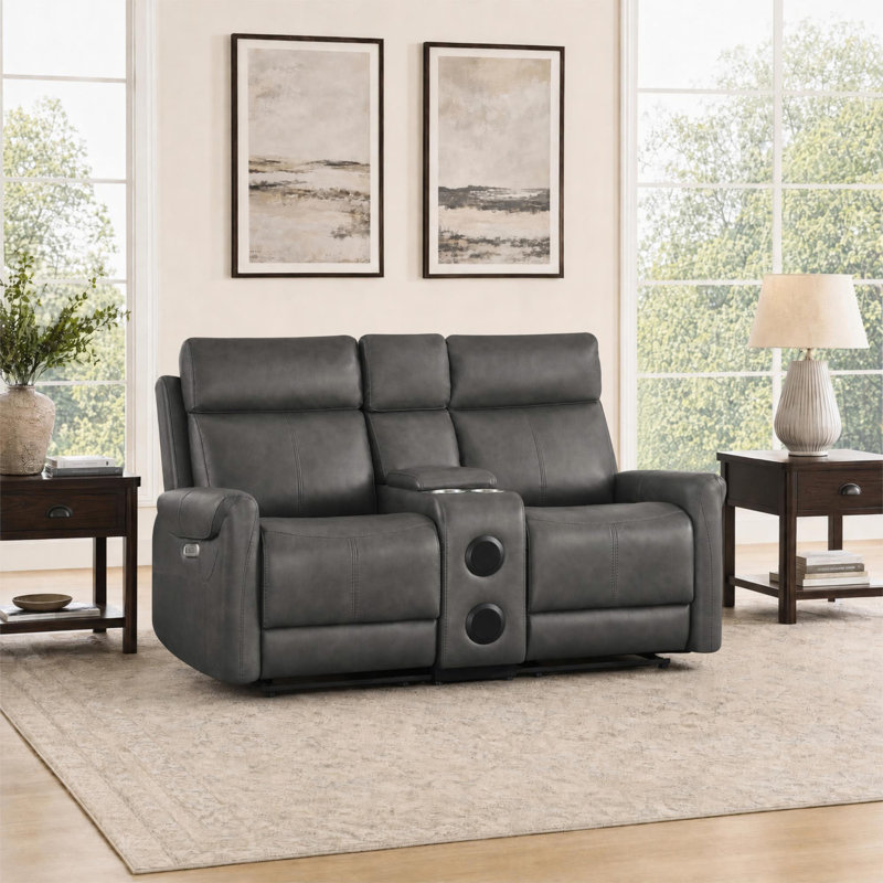 Canapé inclinable électrique 65,0 po à 2 sièges avec deux crochets muraux 65 po Bluetooth, Cremay Grey