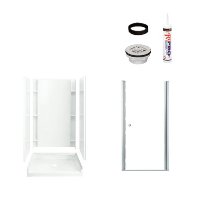 Accord 42" W x 77" H Framed Rectangle Hinged Shower Stall and Base Included
