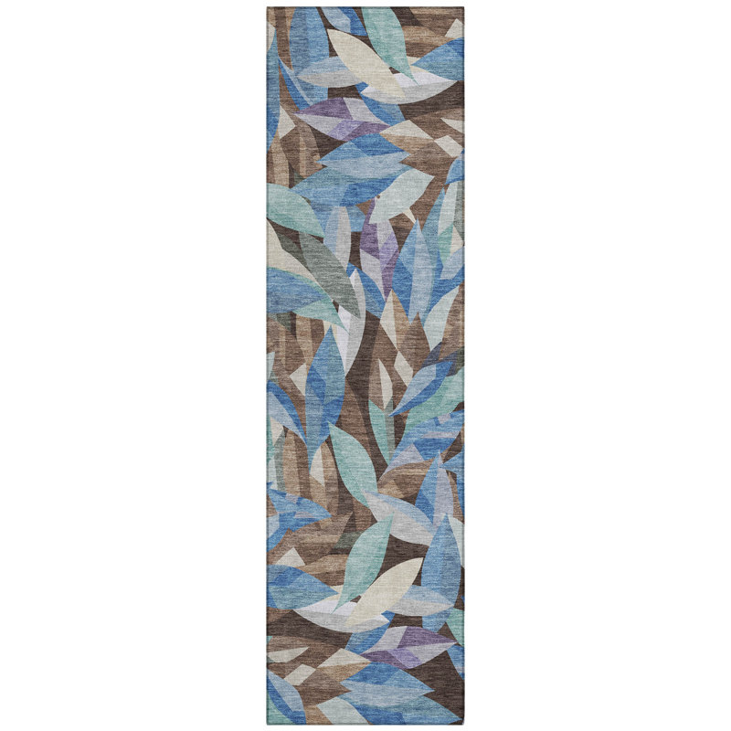 Machine Washable Indoor/Outdoor Jourdan ACN2383 Floral Rug, Runner 2'3" x 7'6"