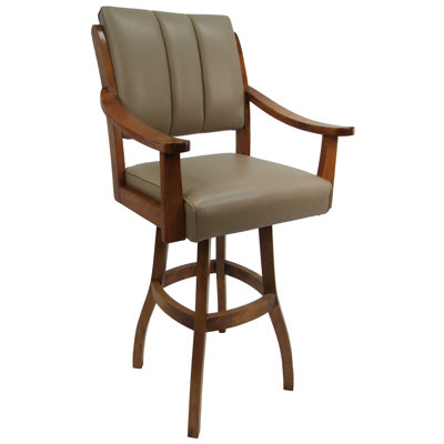Swivel Upholstered Counter Stool with Solid Wood Frame