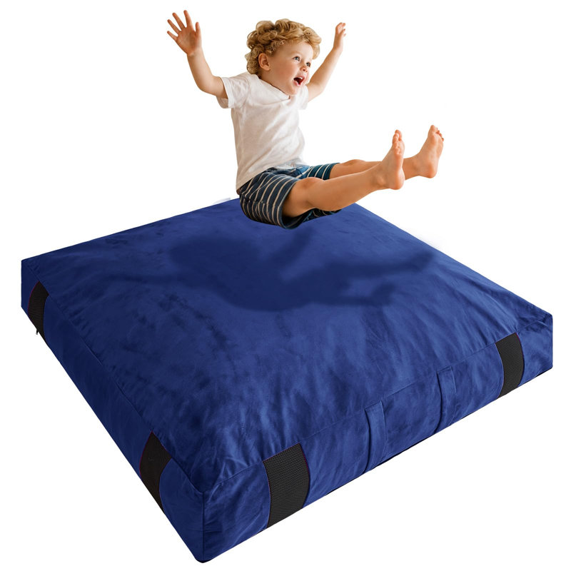 Tapis antidérapant en mousse Sensory Crash Pad avec housse douce et lavable pour le plaisir en famille, 5FT, Navy