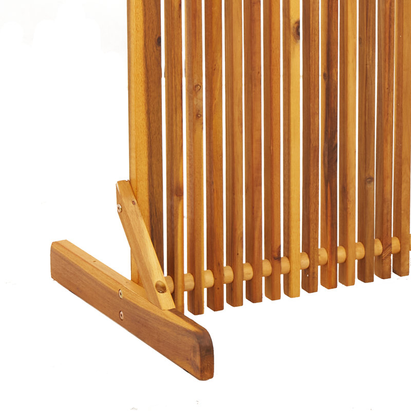 Privacy Screen Brown Solid Acacia Wood With An Oiled Finish, Steel, 150cm H x 79.5cm W x 50cm D