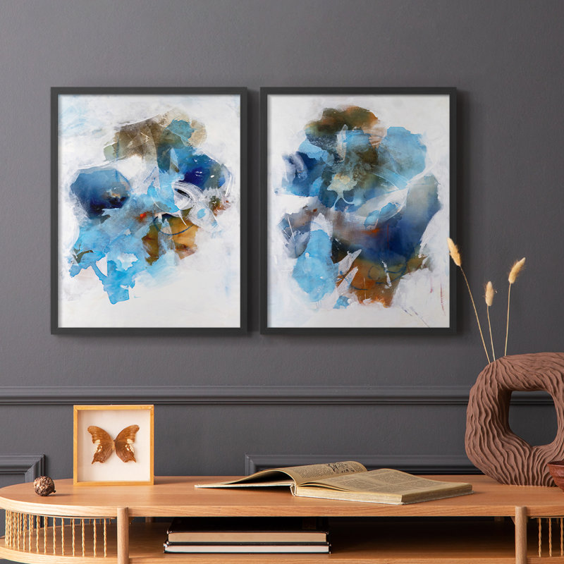 Impression encadrée «Misty Blue I-Premium» - prête à être accrochée - aucun clou requis - aucun clou requis