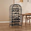 Armoire à vin de plancher avec serrure, fer forgé, noir classique, peut contenir 35 bouteilles, 17,25 x 14 x 38,5 pouces