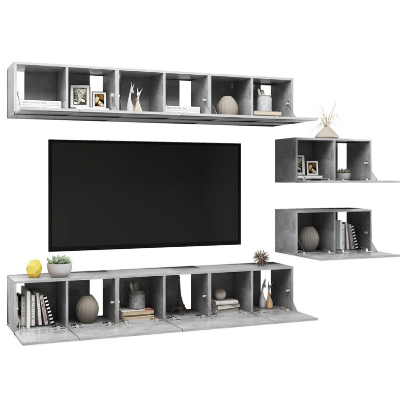 Ginamarie Unfinished Floating Entertainment Centre for TVs up to 88", Concrete Grey, 180cm