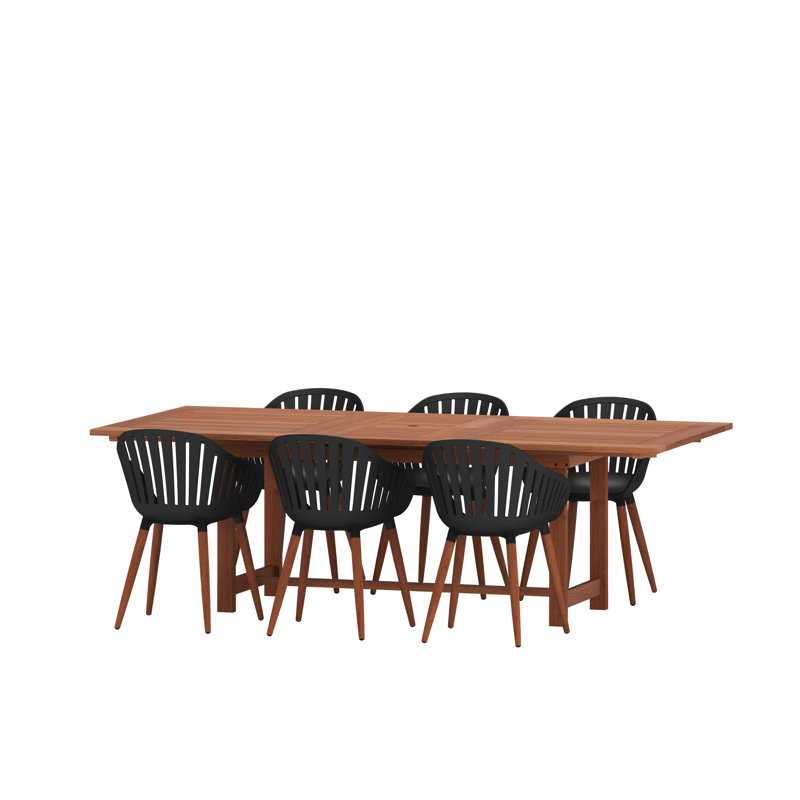 6 - Person Patio Dining Set with Extendable Rectangular Table , Cushions Included