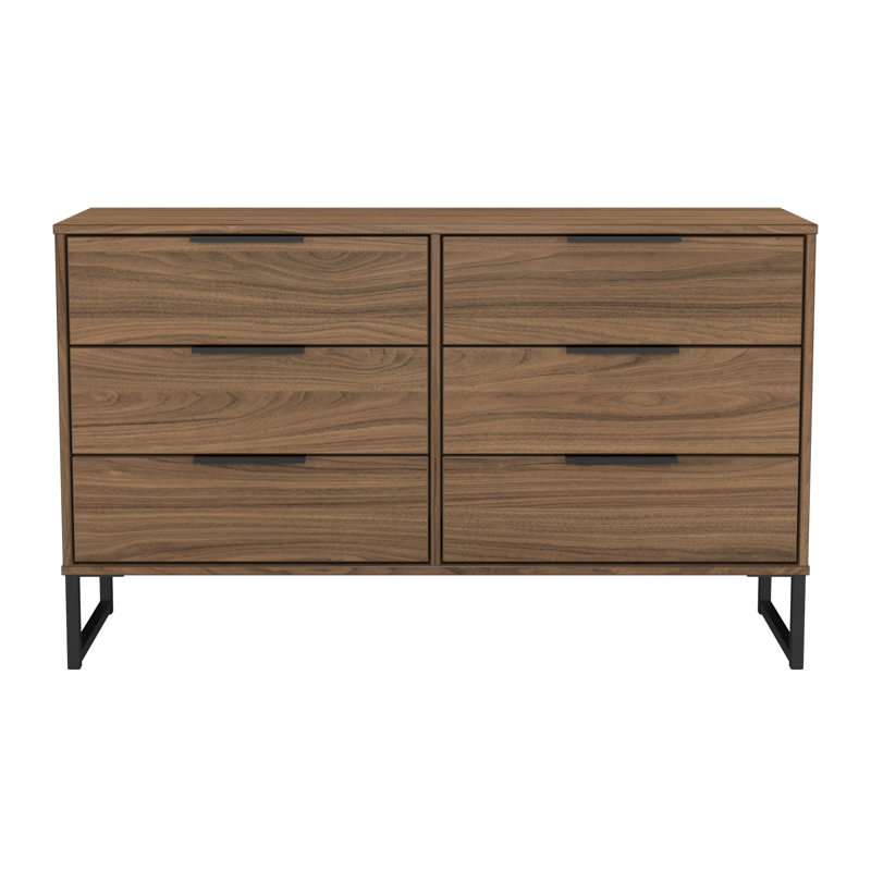 Turah 115cm W 6 - Drawer Chest of Drawers, Carini Walnut