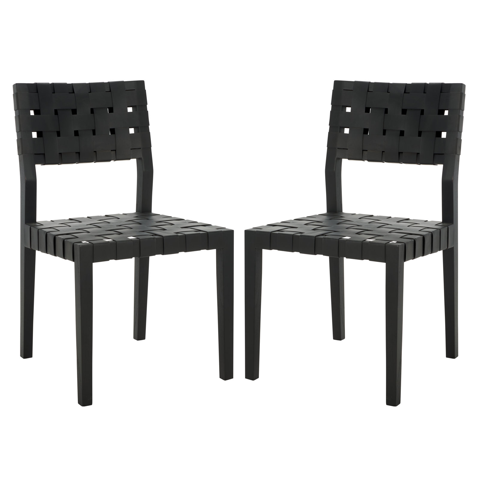 Genuine Leather Side Chair, Black