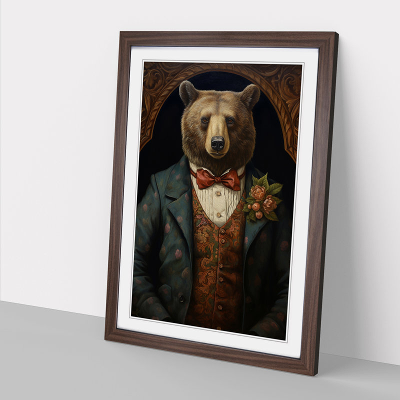 Bear Victorian Art - Framed Print, Walnut Framed, 34cm H x 25cm W
