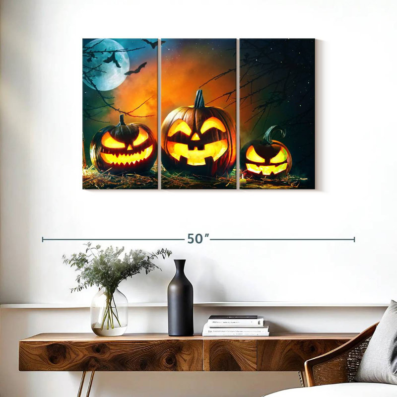Halloween Grinning Pumpkins, 24" H x 38" W