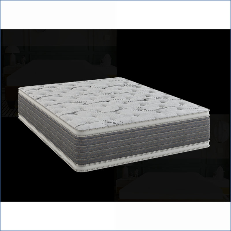 Mattresses 14.5" Thick King Two-Sided Pillow Top DreamFlex CoolTouch Bamboo Mattress | Foam+Spring | Light Gray, King