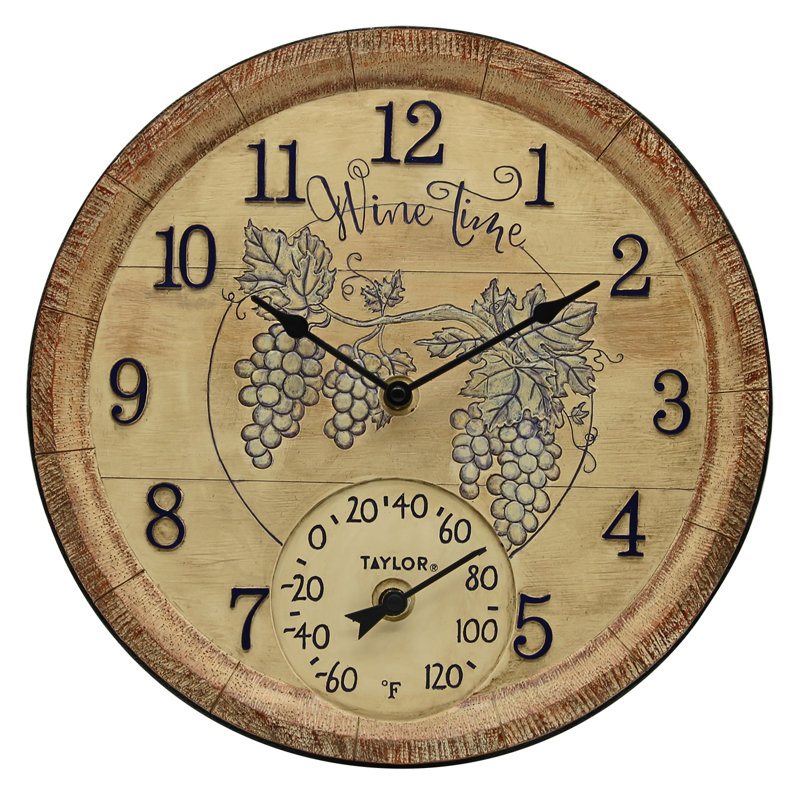 Clock Wine Time with Thermometer