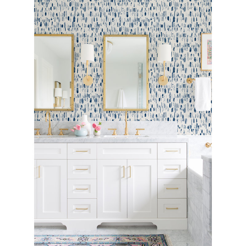 Rouleau de papier peint lisse L 33 pi x l 20,5 po Amrin Dwell Brushstrokes, Bleu marine