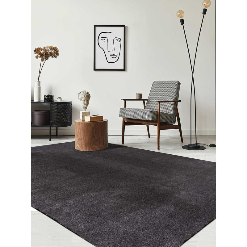 The Carpet Relax - Modern Rug, Fluffy, Short Pile, Non-Slip Underside, Washable up to 30°C, Super-Soft, Fur Look, Anthracite