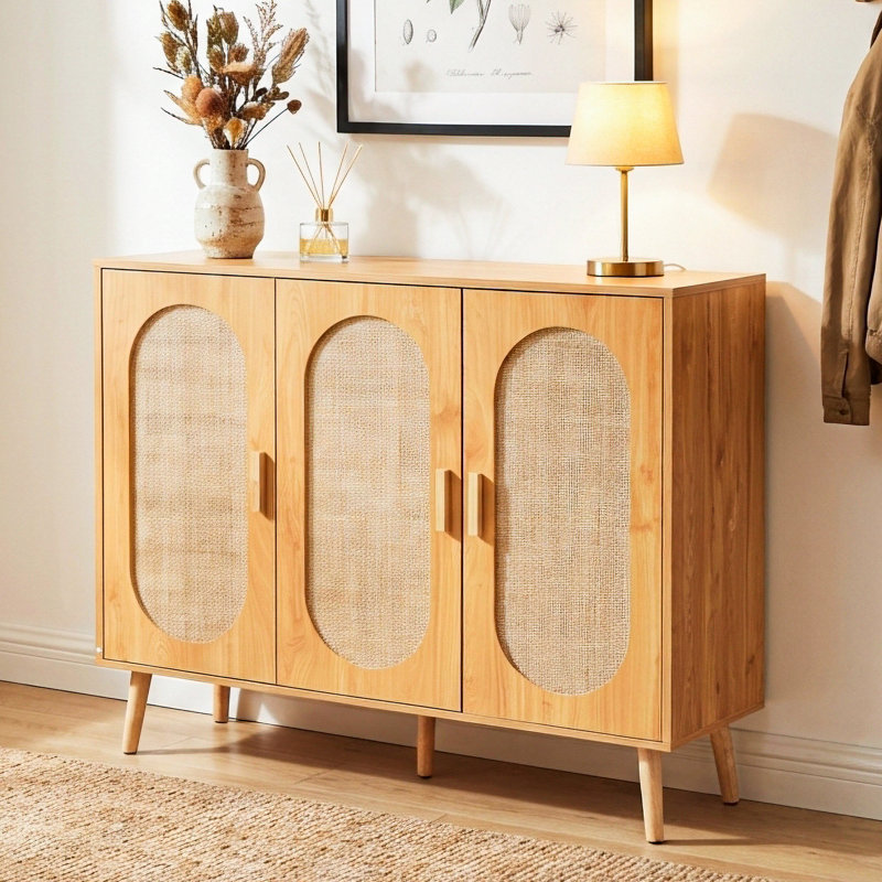 24 Pair Shoe Storage Cabinet, Medium Yellow Wood
