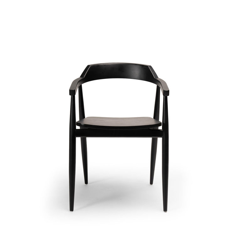 49cm H Solid Wood Low Back Armchair, Black