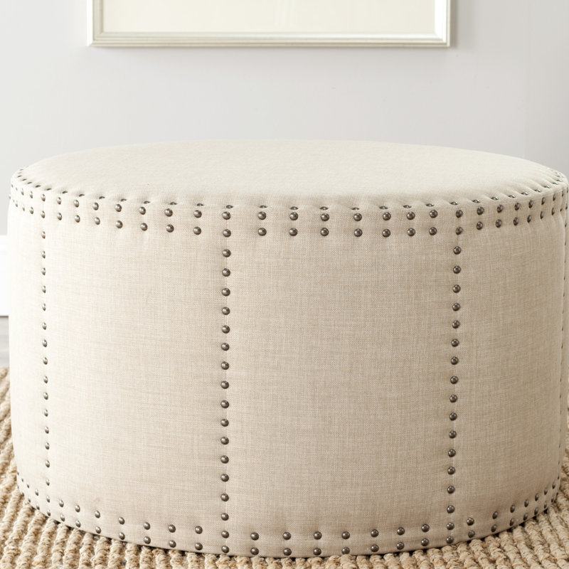 Caydee Upholstered Ottoman, Light Beige