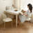 White Square Solid Wood + Sintered Stone tabletop Dining Table-1777495877