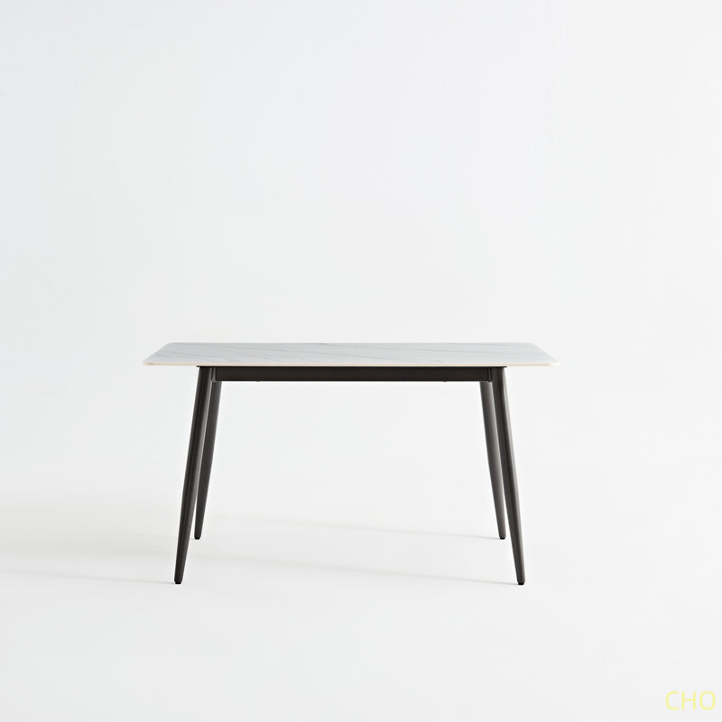 Large Rectangular Table With Strong Metal Base Modern Stone Dining Table For Kitchen 1.4M