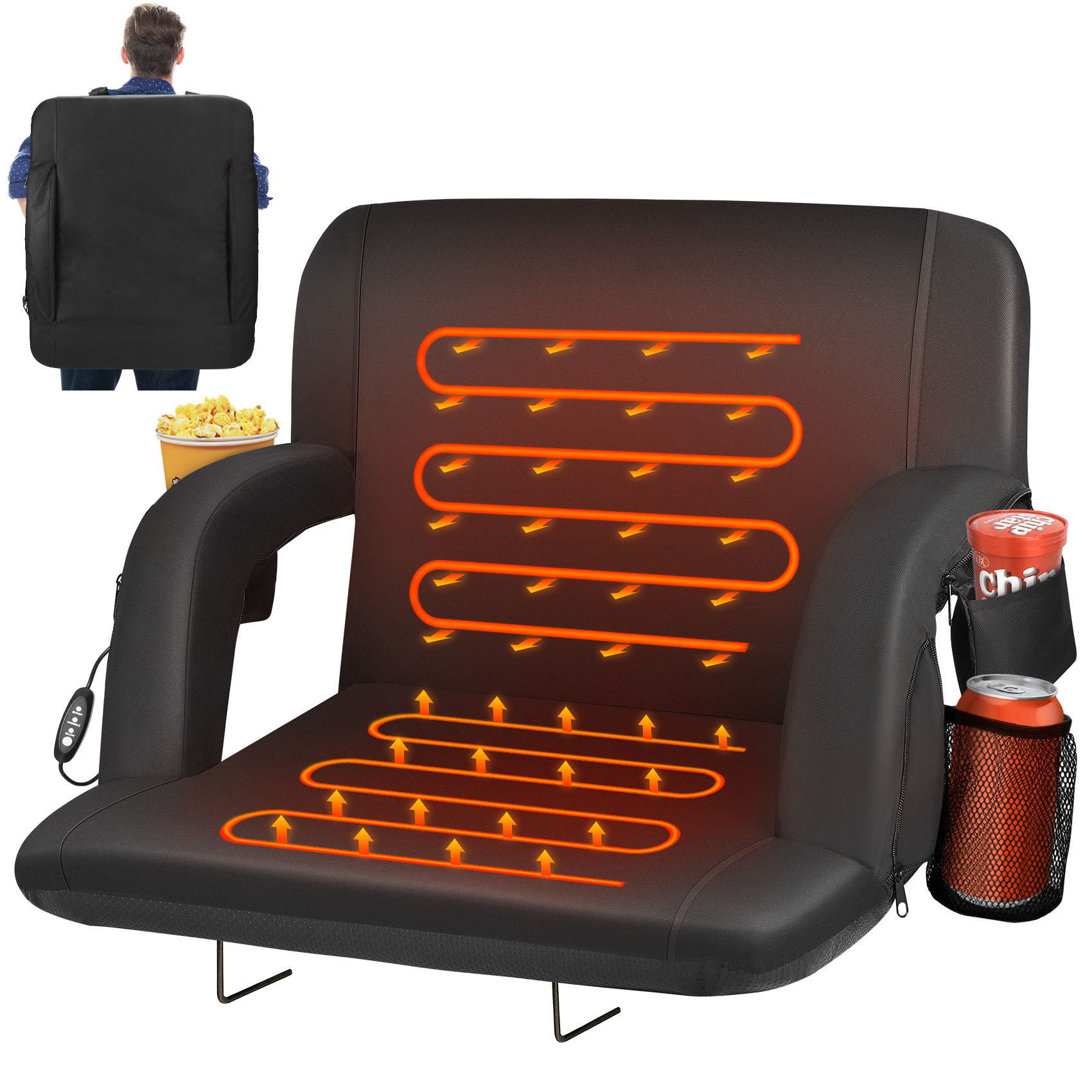 Portable Heating Pad Stadium Seat Cushion for Bleachers USB Charge US