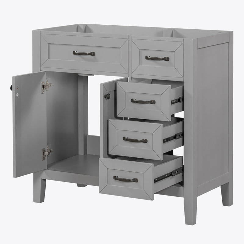 Meuble-lavabo 36 po sans lavabo, base d'armoire seulement, armoire de salle de bain, Gris