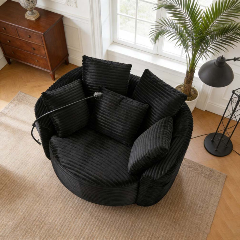 360° Swivel Chair Accent Barrel Chair, Black