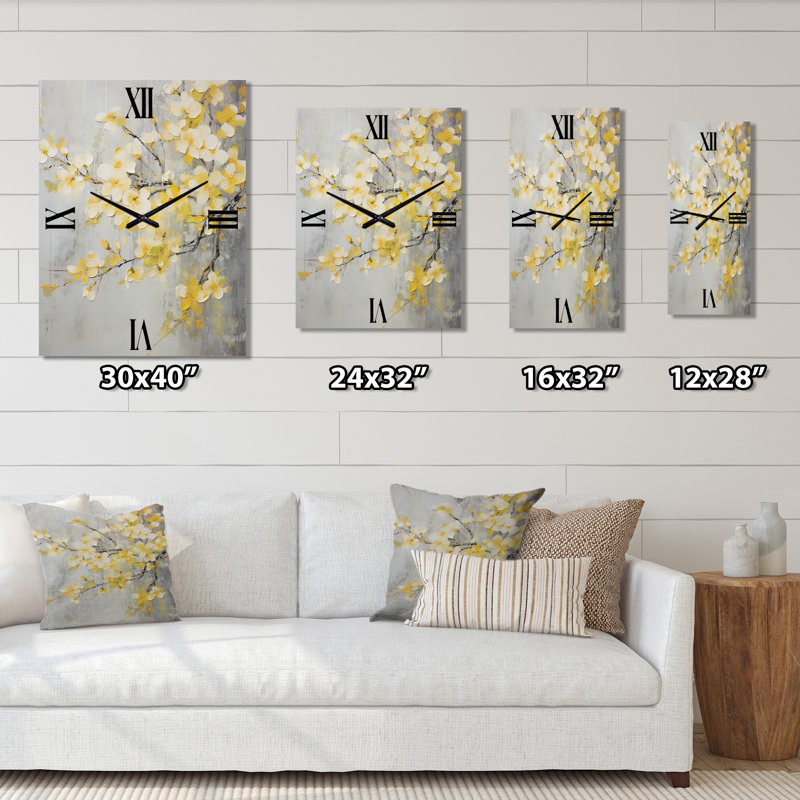 Apple Blossom Harmony XV - Horloge murale moderne florale, Grand