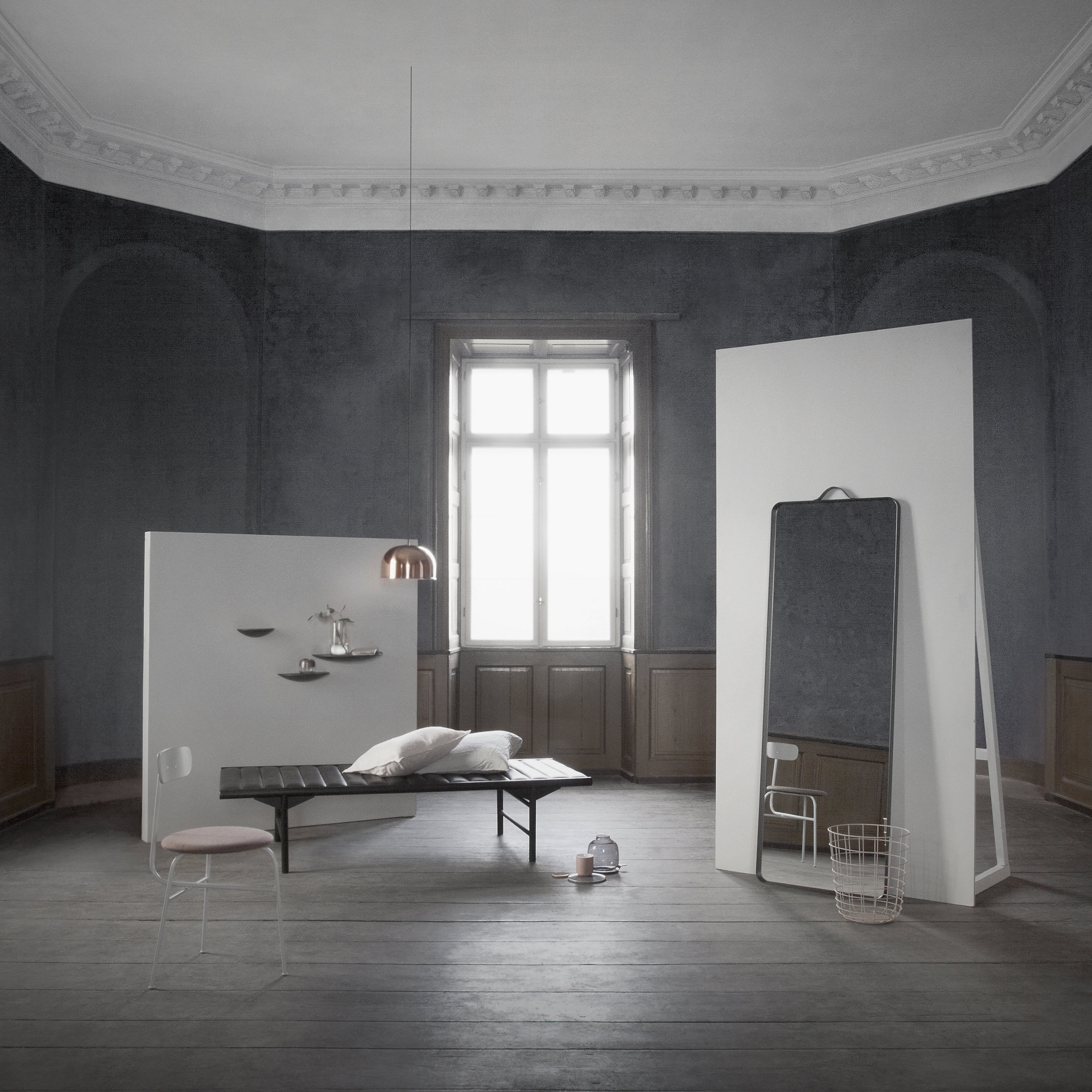 New Norm Bath Metal Floor Mirror, Black