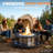 50 Inch Outdoor Fire Pit Surround Table – with 2 Grill Grates, Firewood Storage Shelf & Protective Barrier, Extra Space & Safety for Smokeless Fire Pit (Stove Not Included)