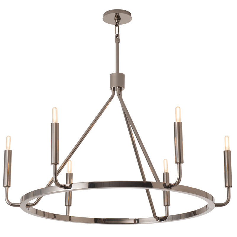 Mavisten Edition Carbonia 6 - Light Chandelier, Black Chrome, 69.75" H x 37.5" W x 37.5" D
