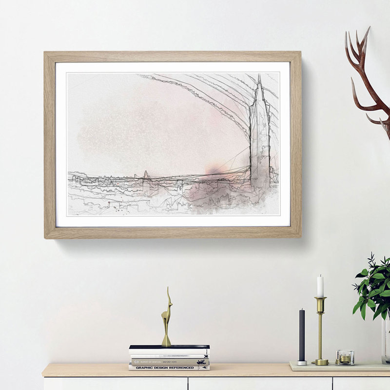 Sunset over Taipei City in Taiwan in Abstract - Picture Frame Graphic Art Print, 27cm H x 36cm W x 2cm D, Oak Framed