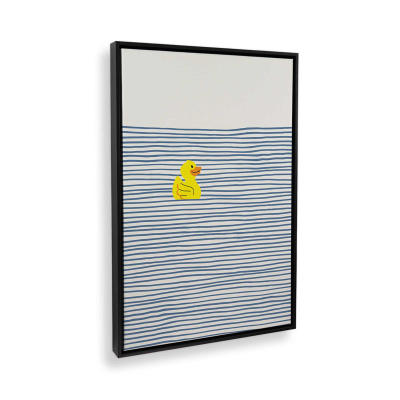 Reproduction d'art «Yellow Ducky» par Little Dean, Noir, Cadre flottant, H 16 po x l 12 po