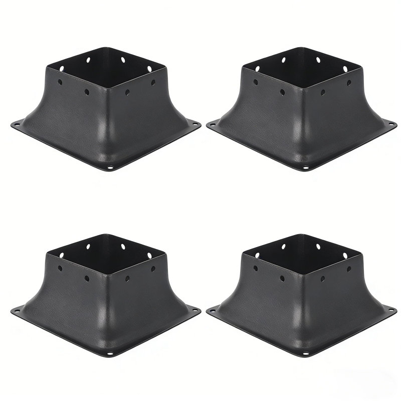 Heavy Duty 4x4 Post Base Brackets for Deck, Fence, Pergola – Powder Coated Steel Anchor Support, Weather Resistant, Fits 3.6" x 3.6" Posts, Overall Size 6x6x2.5 Inch – Color: 4pcs