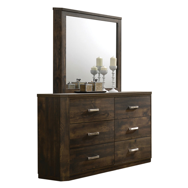 Miroir de commode contemporain en noyer rustique Dayleon