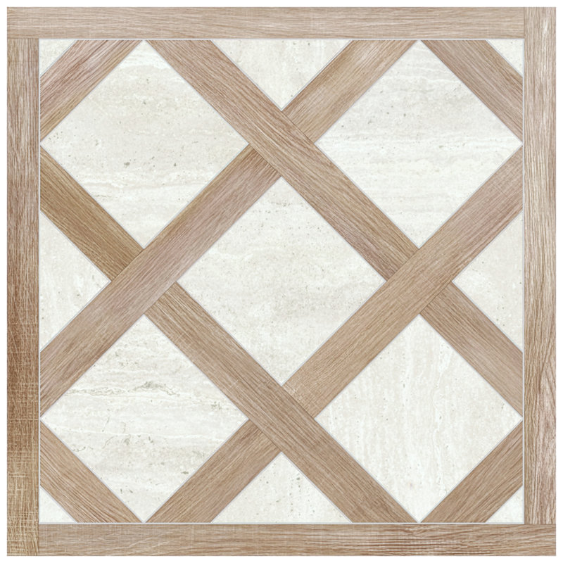 Fusione Intarsio 23-1/2 in. x 23-1/2 in. Porcelain Floor and Wall Tile, Brown Cream