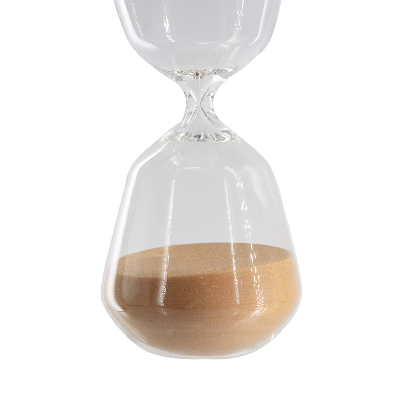 Sablier décoratif au design profilé transparent et sable terre cuite