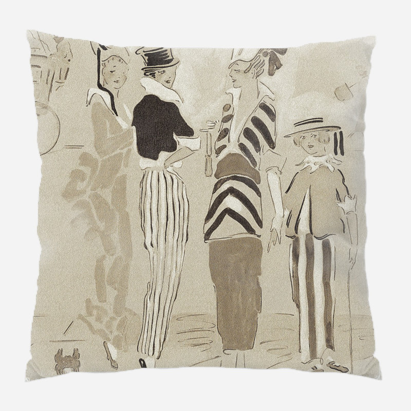 Coussin rétro Darrel, Microsuède, Intérieur, Beige / Rouge / Blak