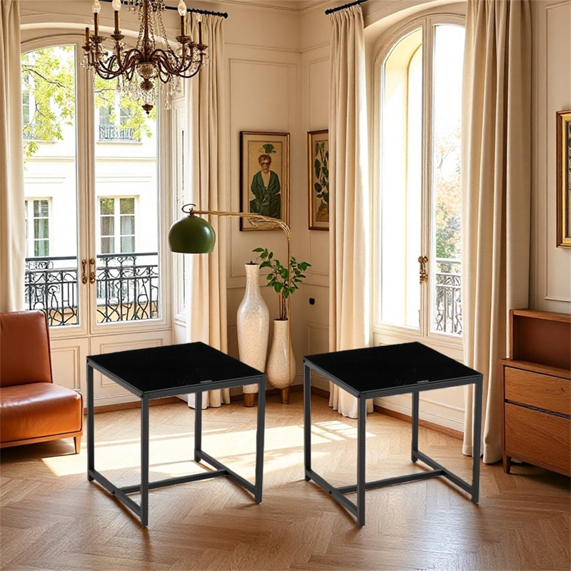 Ensemble de table de canapé deux pièces avec pieds en métal.