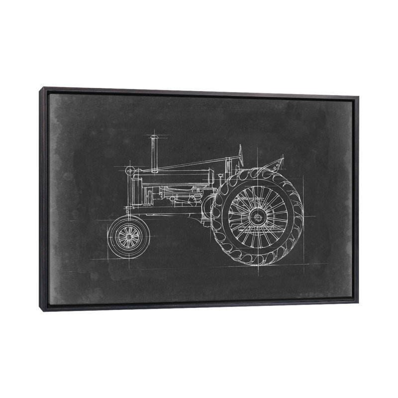 « Tractor Blueprint IV » par Ethan Harper, reproduction d’art, H 26 po x l 40 po x 1,5 po, Toile avec cadre noir patiné