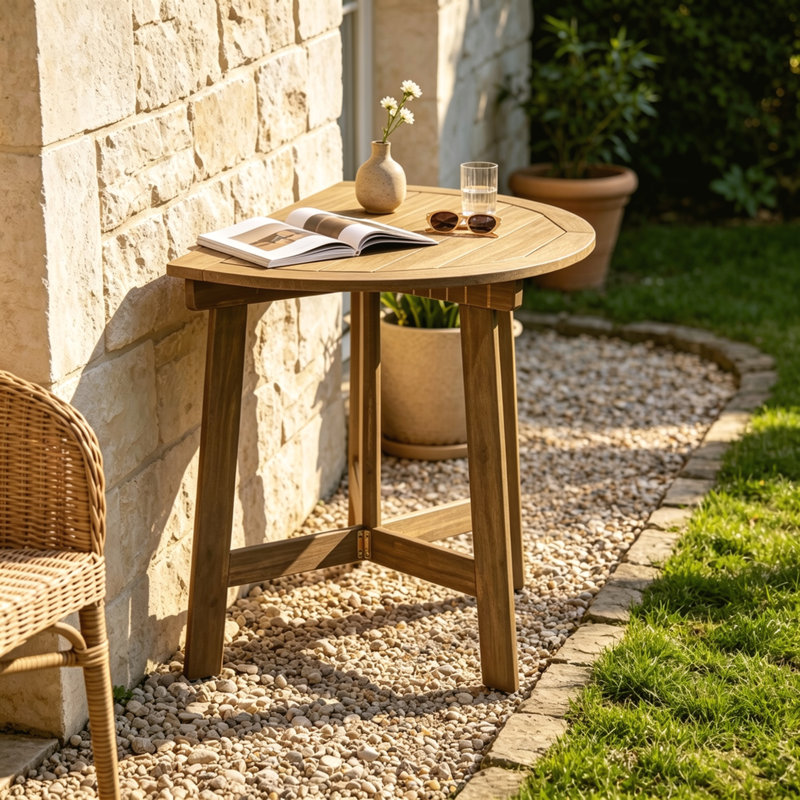 Table de bistro grise pliante en bois d'acacia gris
