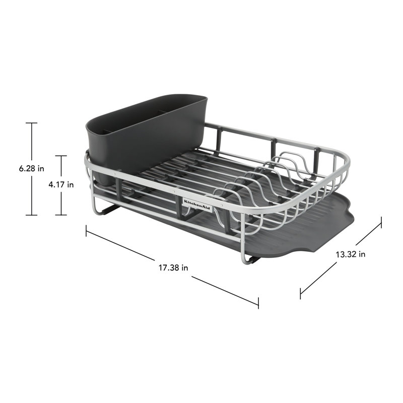 KitchenAid® Aluminum Dish Rack, Charcoal Gray, 6.5" H x 12.2" W x 17.32" D