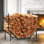 Support de bûches de bois d'extérieur robuste de 3,2 pi pour support à bûches en métal amélioré pour foyer de bois